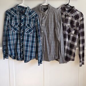 American Eagle Banana Republic Button up Long-sleeve shirts x3 Men's Size Large
